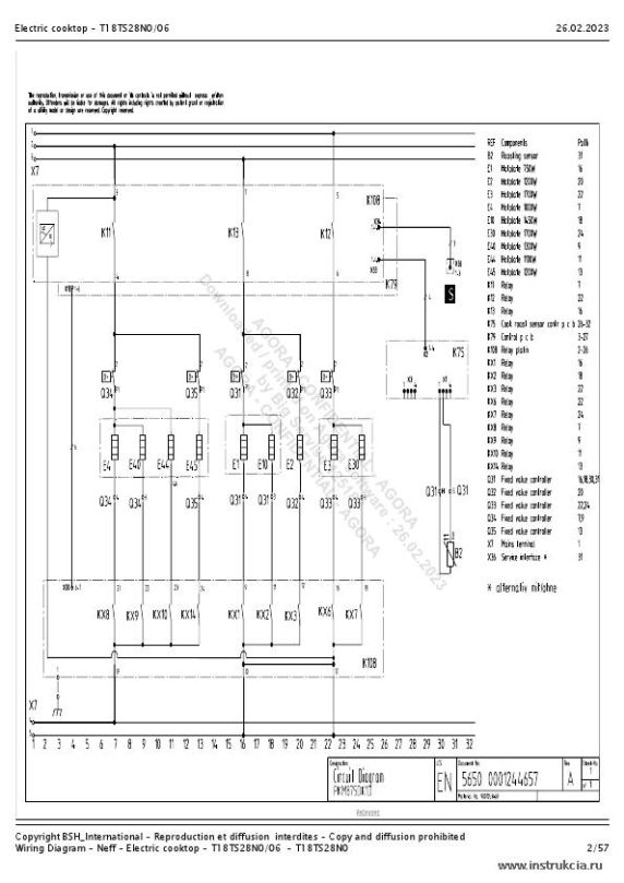 Сервисная инструкция NEFF T18TS28N0, 06, WIRING DIAGRAM - ELECTRIC COOKTOP